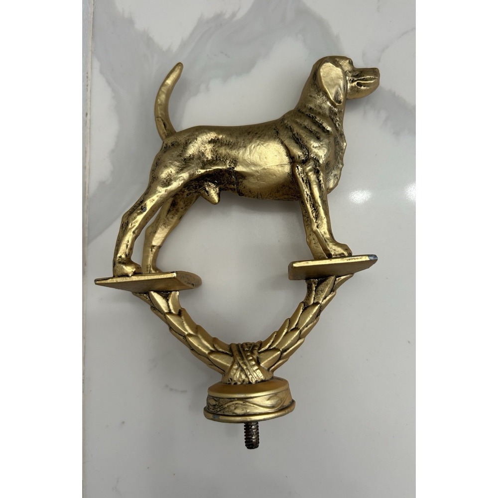 Vintage Hunting Dog Trophy Topper Metal Gold Tone